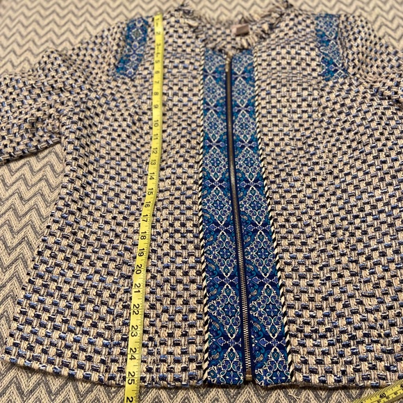 Chico’s Tweed Blazer Blue/White/Gold Metallic – Size 2 (US 12/14) - Picture 7 of 10